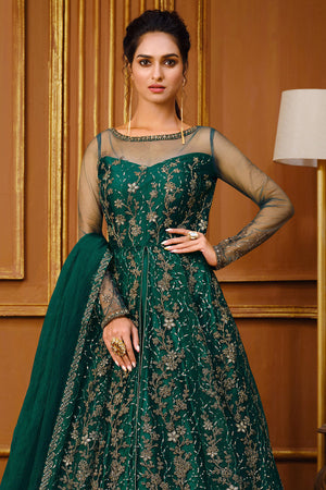 green anarkali dress