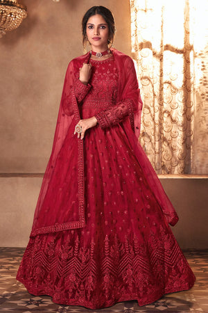 Garnet Red Anarkali Dress