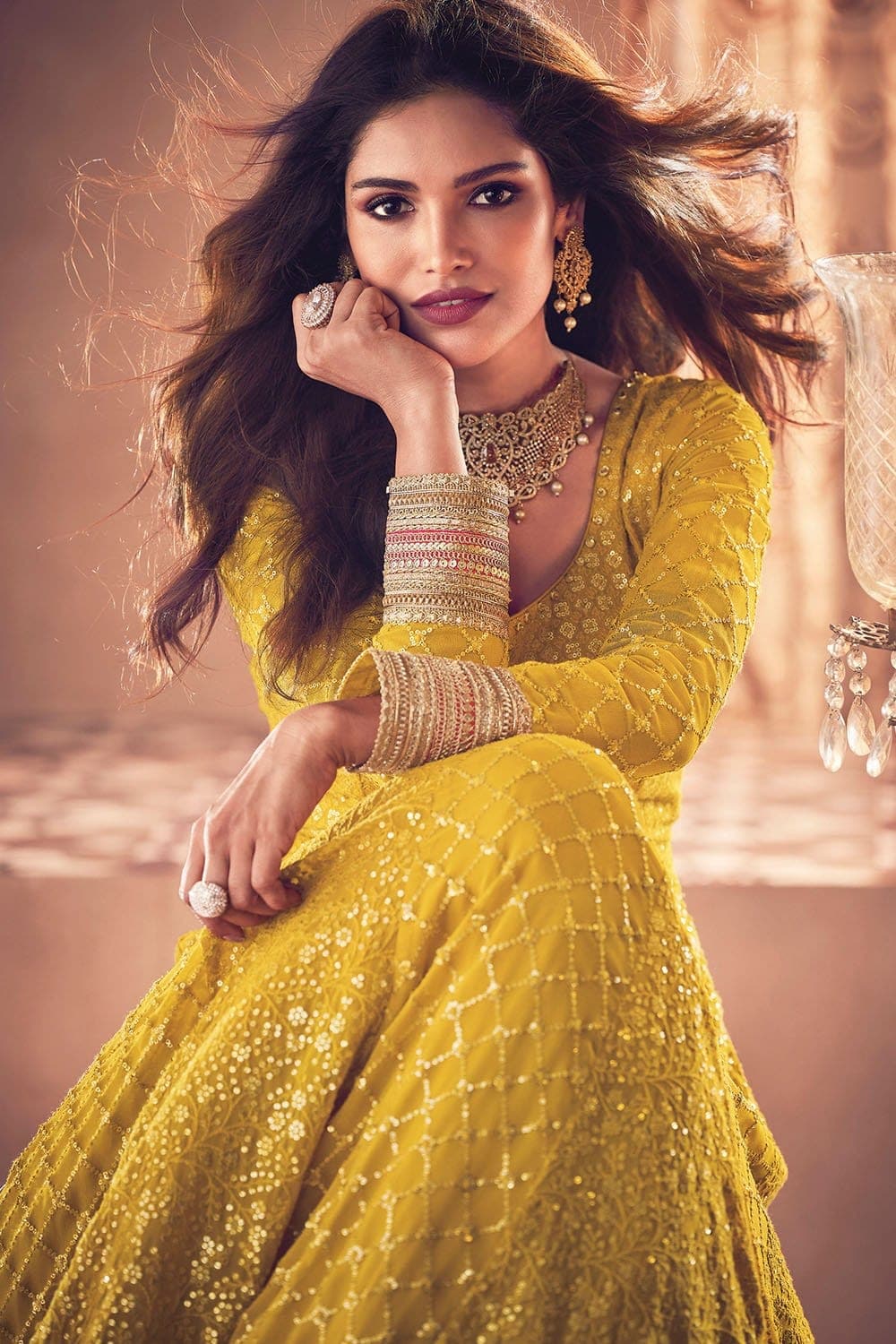 Buy Honey Yellow Anarkali Dress 31782 Online | Karagiri Buy Honey Yellow Anarkali Dress 31782 Online | Karagiri