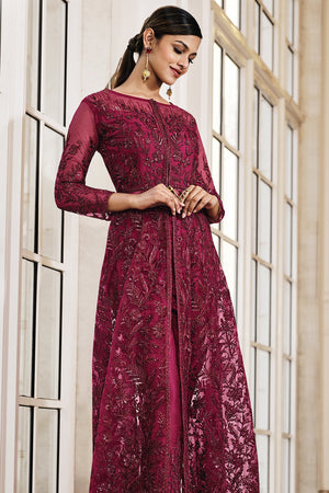 pink anarkali suit