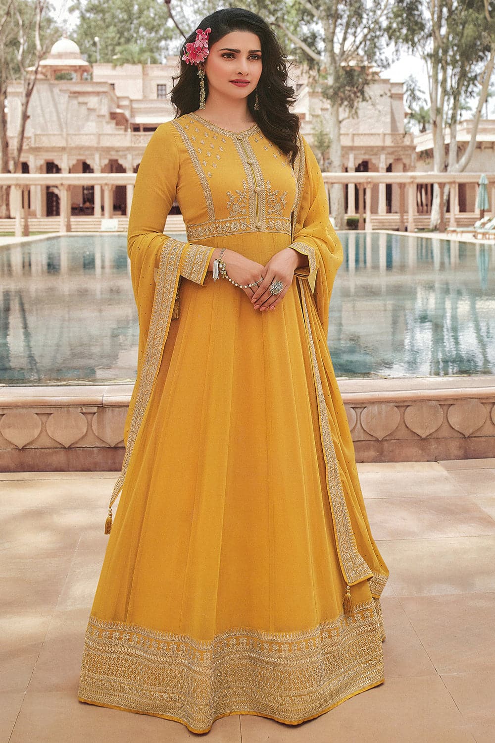 Buy Marigold Yellow Anarkali Dress 31811 Online | Karagiri Buy Marigold Yellow Anarkali Dress 31811 Online | Karagiri