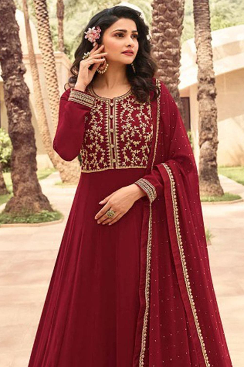 Buy Festival Plus Size Suits Velvet Wine Maroon Anarkali Suit LSTV115254