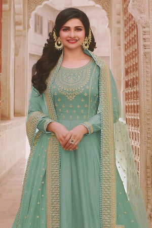 green anarkali dress