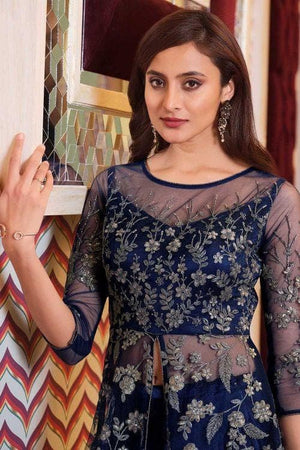 Navy Blue Heavy Embroidered Anarkali Dress