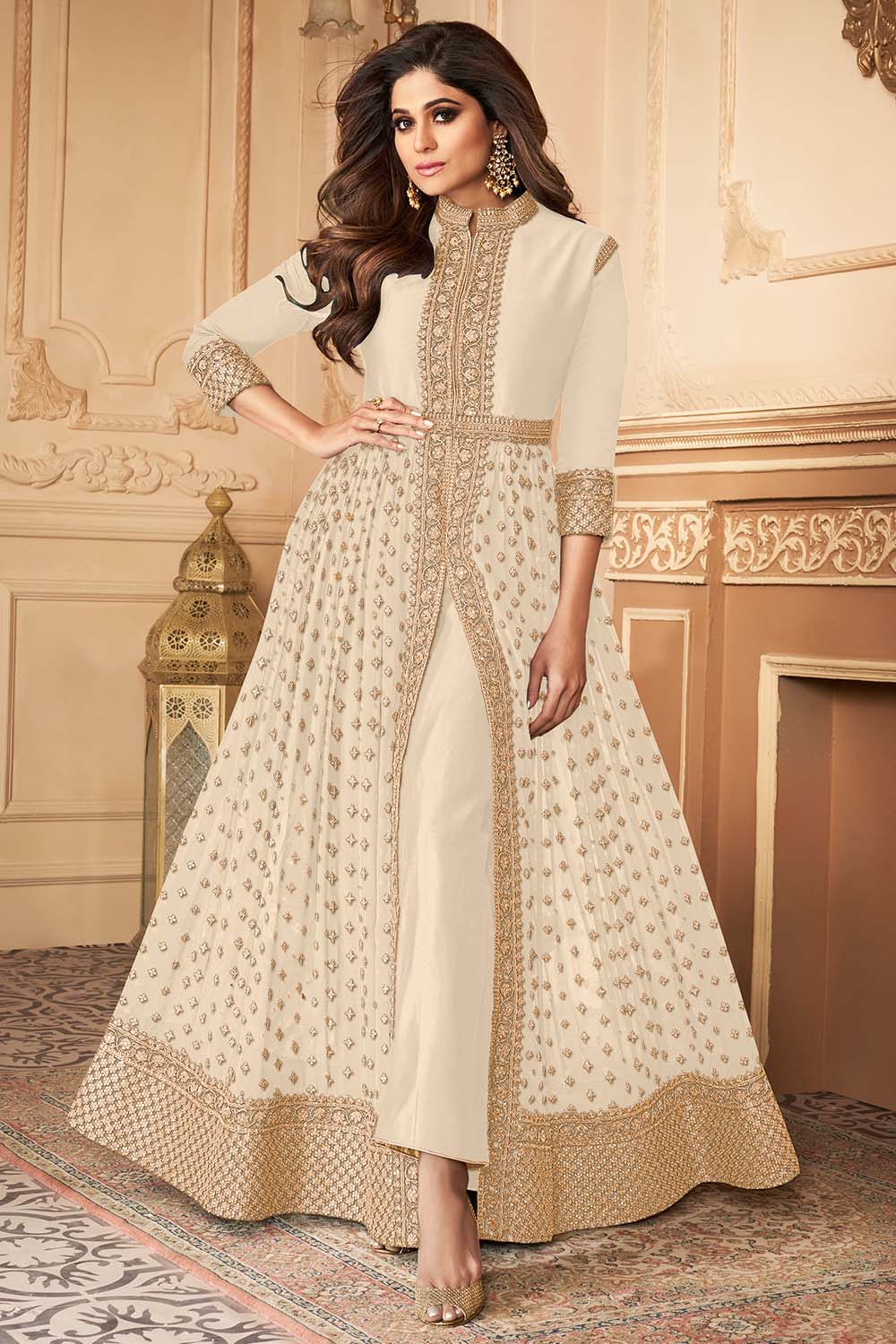 Buy Pearl White Anarkali Dress 77282 Online | Karagiri Buy Pearl White Anarkali Dress 77282 Online | Karagiri