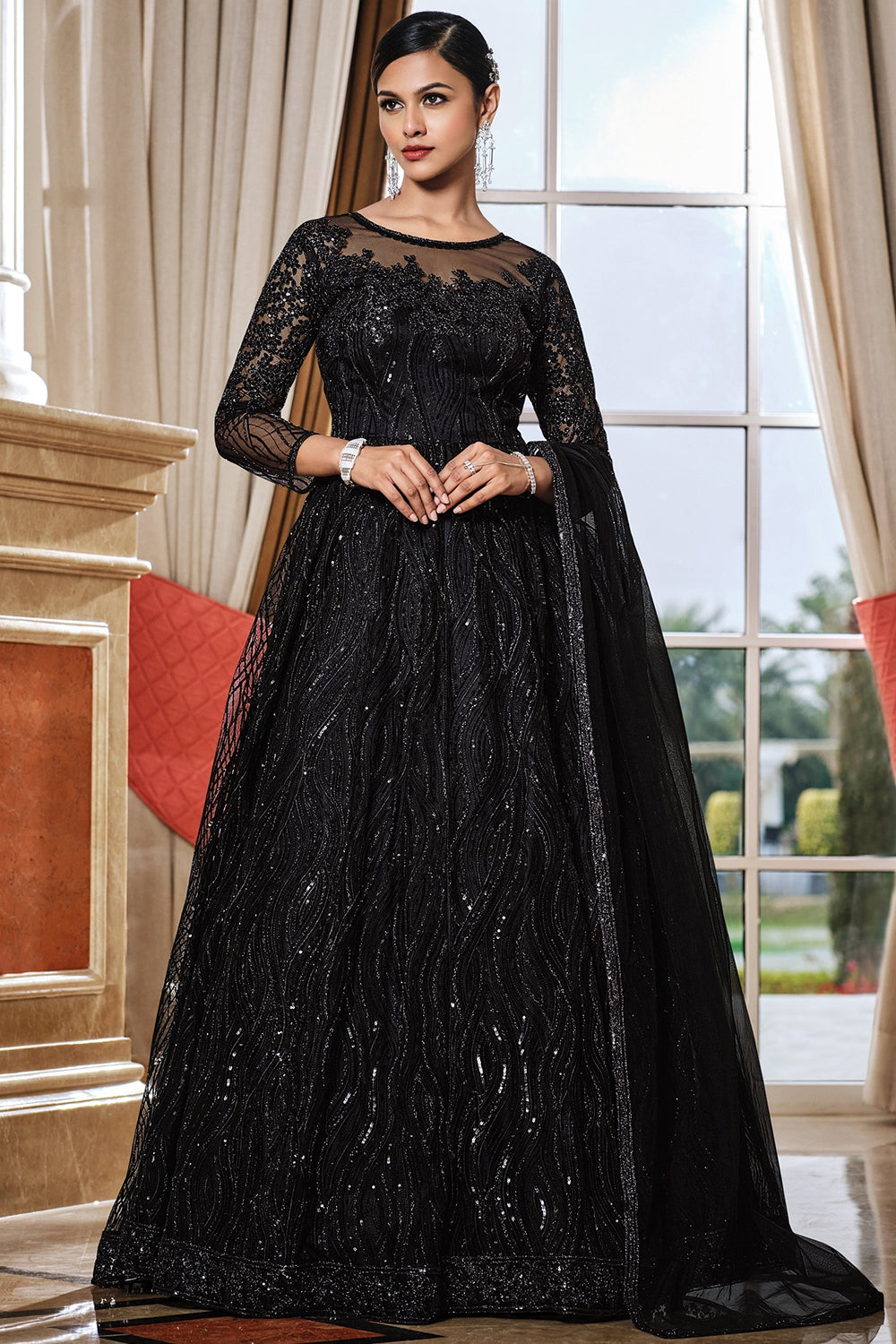 Buy Raven Black Anarkali Suit 24792 Online | Karagiri Buy Raven Black Anarkali Suit 24792 Online | Karagiri