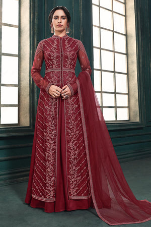 Rose Red Anarkali Dress