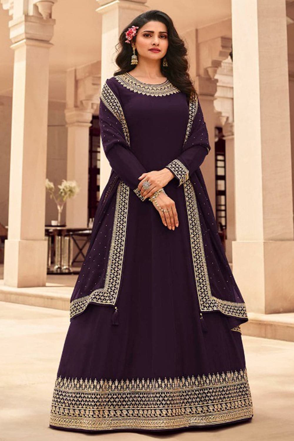 Buy Royal Purple Anarkali Dress 98892 Online | Karagiri Buy Royal Purple Anarkali Dress 98892 Online | Karagiri