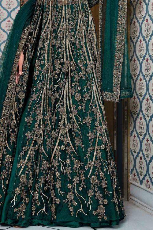 Buy Sacramento Green Heavy Embroidered Anarkali Dress 64788 Online | Karagiri Buy Sacramento Green Heavy Embroidered Anarkali Dress 64788 Online | Karagiri