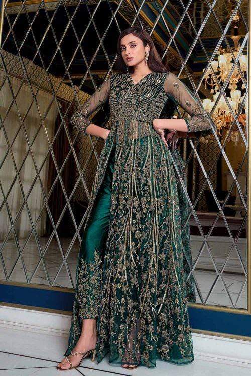 Buy Sacramento Green Heavy Embroidered Anarkali Dress 64788 Online | Karagiri Buy Sacramento Green Heavy Embroidered Anarkali Dress 64788 Online | Karagiri