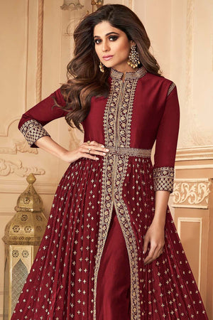 Sangria Red Anarkali Dress
