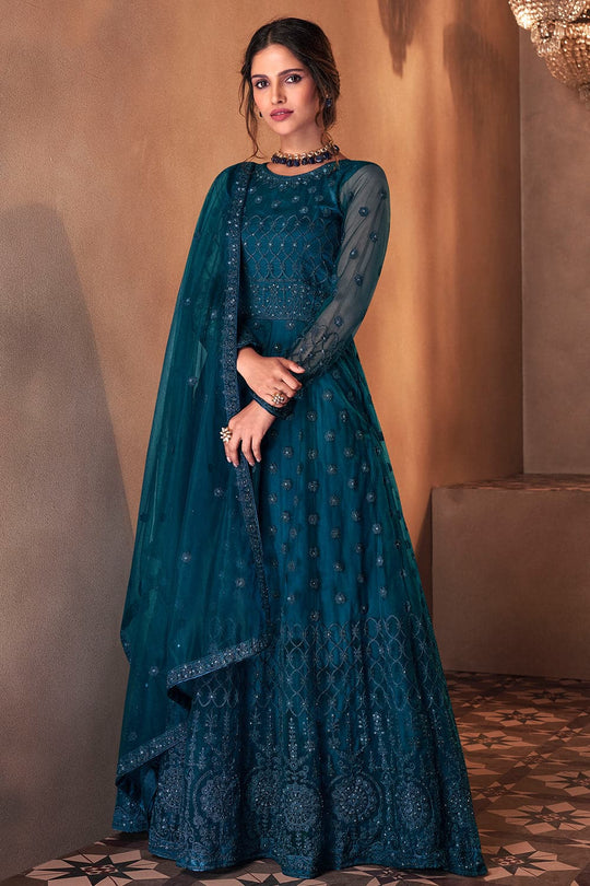 blue anarkali