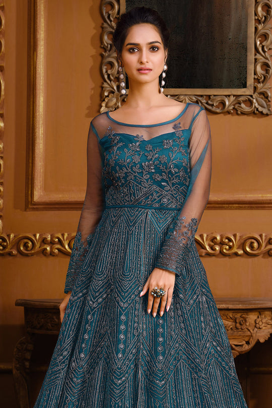 Yale Blue Anarkali Dress