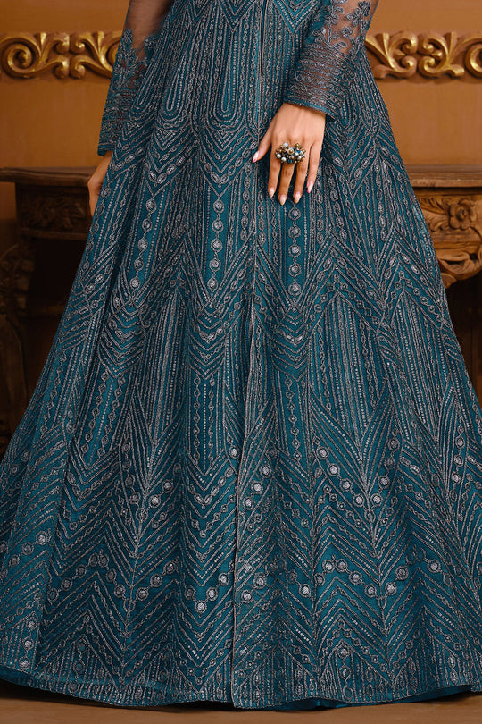 Yale Blue Anarkali Dress