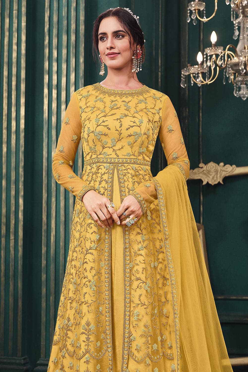 yellow saree dress design Yellow Saree Dress Gowns Ideas