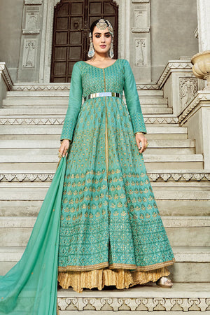 green anarkali dress