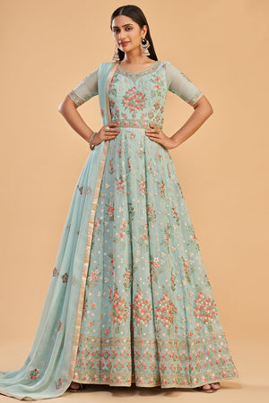 Baby Blue Anarkali Suit