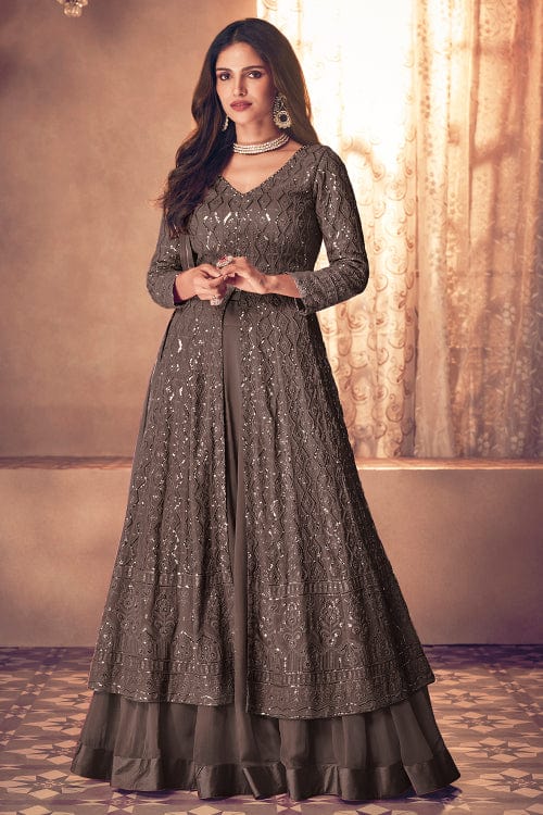 Buy Brown Anarkali Suit 94744 Online | Karagiri Buy Brown Anarkali Suit 94744 Online | Karagiri