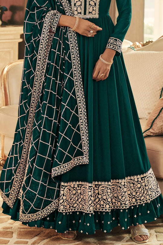 green anarkali suit