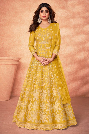 Canary Yellow Anarkali Suit