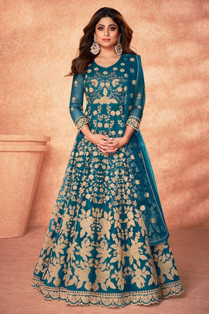 Cyan Blue Anarkali Suit