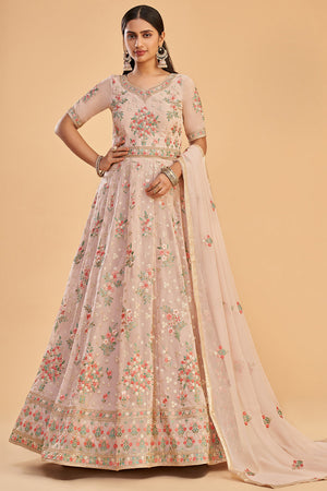 pink anarkali suit