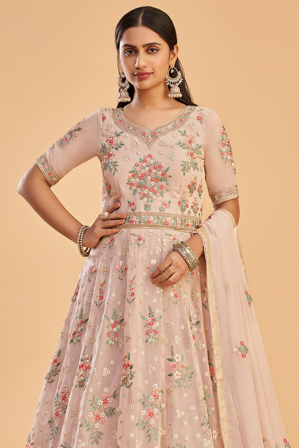Buy Dusty Pink Anarkali Suit Online | Karagiri Buy Dusty Pink Anarkali Suit Online | Karagiri