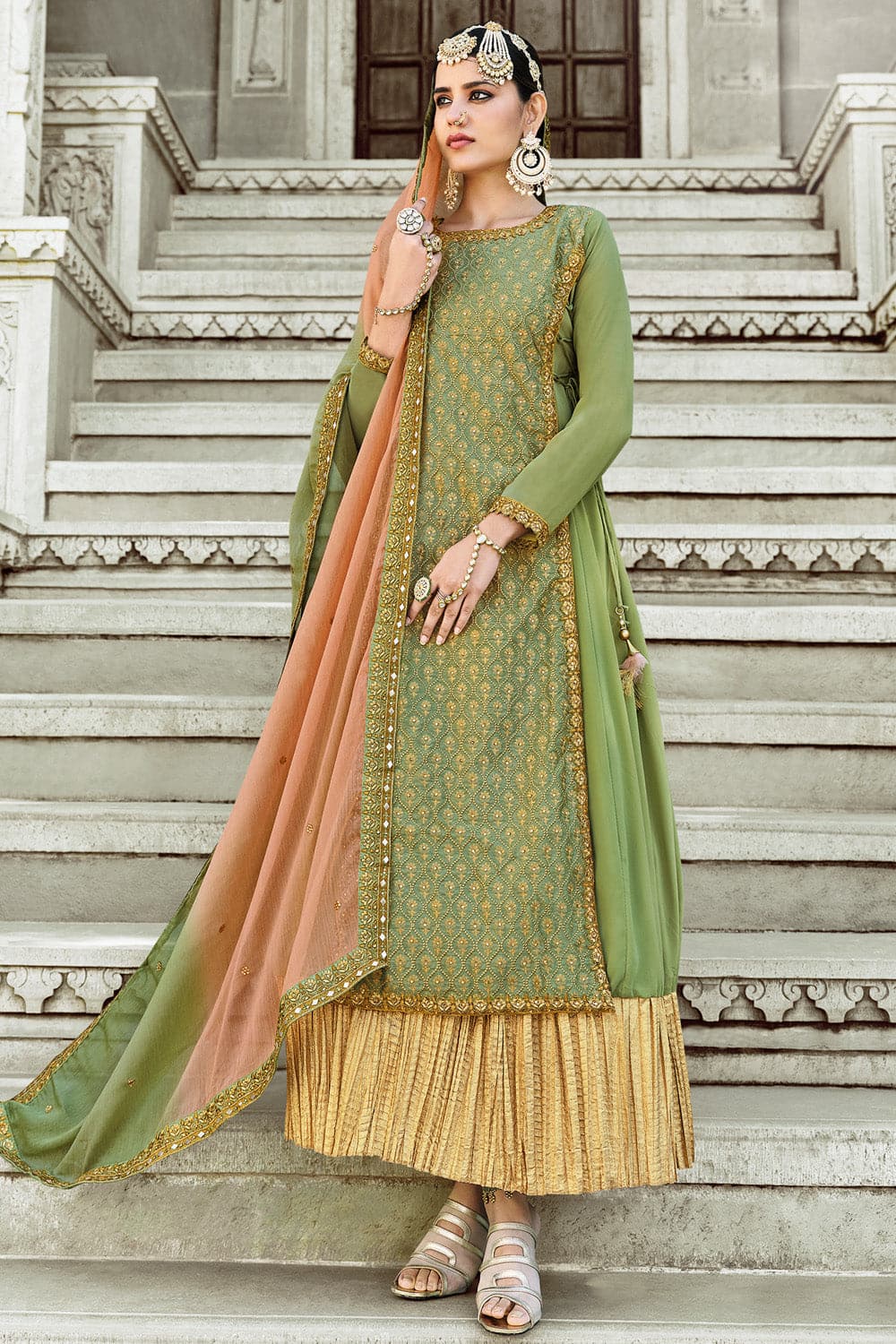 Buy Light Green Anarkali Suit 27140 Online | Karagiri Buy Light Green Anarkali Suit 27140 Online | Karagiri