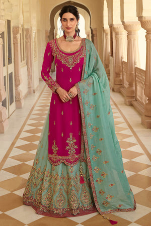 pink anarkali suit