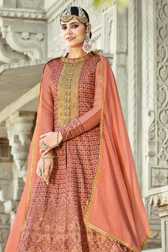 peach anarkali