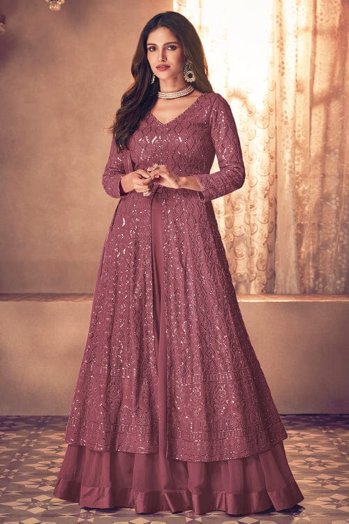 pink anarkali suit