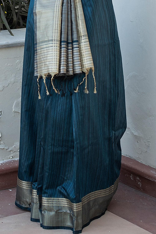 Banarasi - Chanderi Saree Aegean Blue Banarasi Chanderi Saree saree online