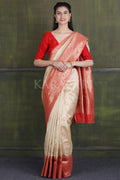 Banarasi - Chanderi Saree Alabaster Cream Banarasi - Chanderi Saree saree online