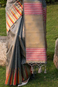 Anchor Grey Banarasi Chanderi Saree