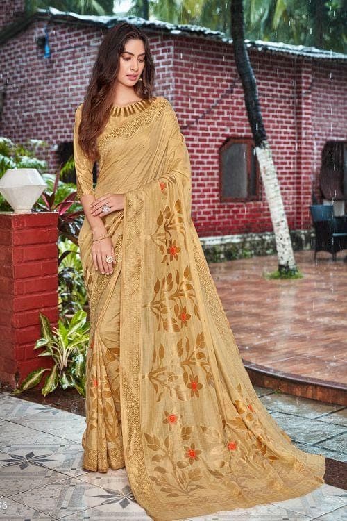 Antique Gold Banarasi Chanderi Saree