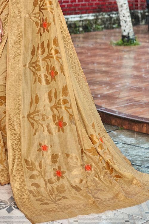 Antique Gold Banarasi Chanderi Saree