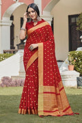 Apple Red Banarasi Chanderi Saree