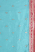 Aqua Blue Banarasi - Chanderi Saree