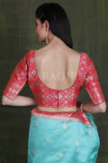 Aqua Blue Banarasi - Chanderi Saree