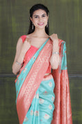 Banarasi - Chanderi Saree Aqua Blue Banarasi - Chanderi Saree saree online