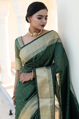 Basil Green Banarasi Chanderi Saree