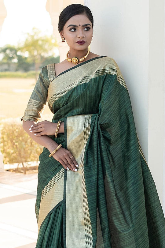 Banarasi - Chanderi Saree Basil Green Banarasi Chanderi Saree saree online