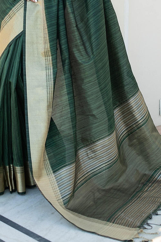 Banarasi - Chanderi Saree Basil Green Banarasi Chanderi Saree saree online