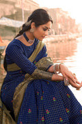 Berry Blue Banarasi Chanderi Saree