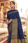 Berry Blue Banarasi Chanderi Saree