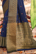 Berry Blue Banarasi Chanderi Saree