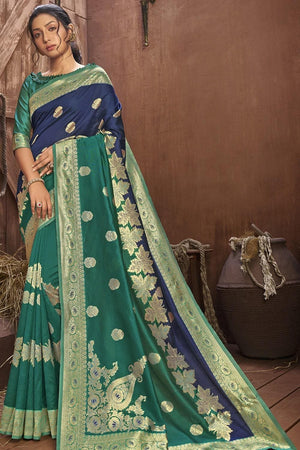 Blue banarasi saree online 