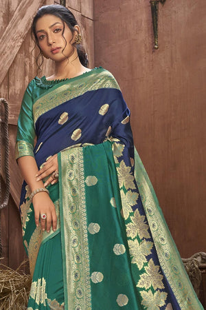 Blue banarasi saree online 