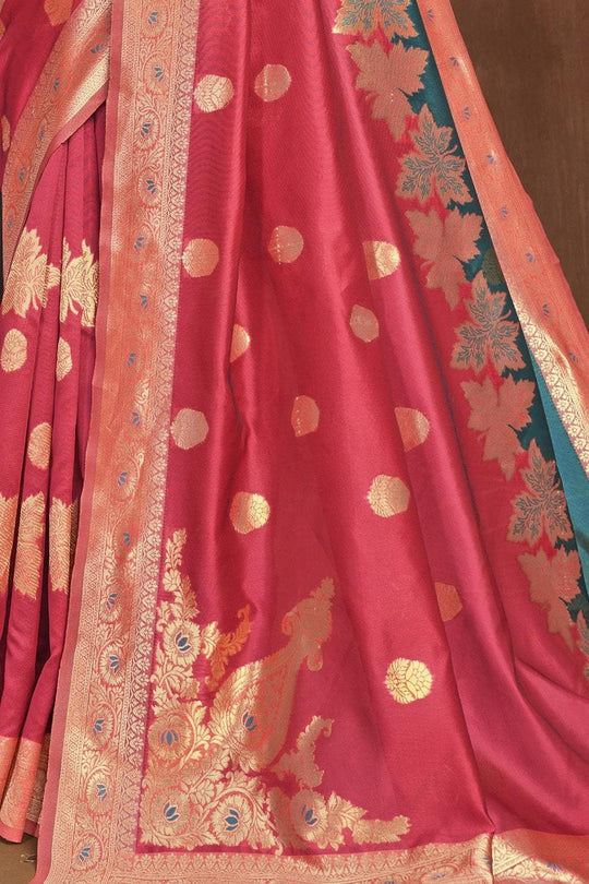 red chanderi silk saree 