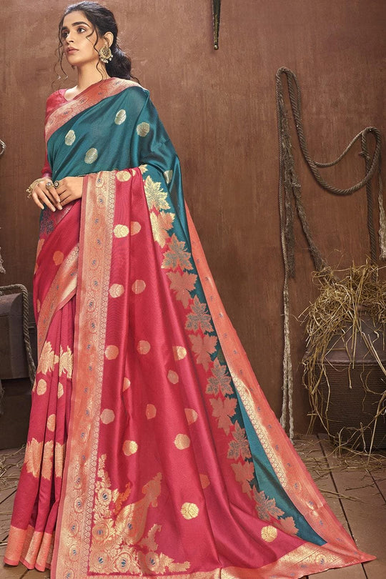 red chanderi silk saree 